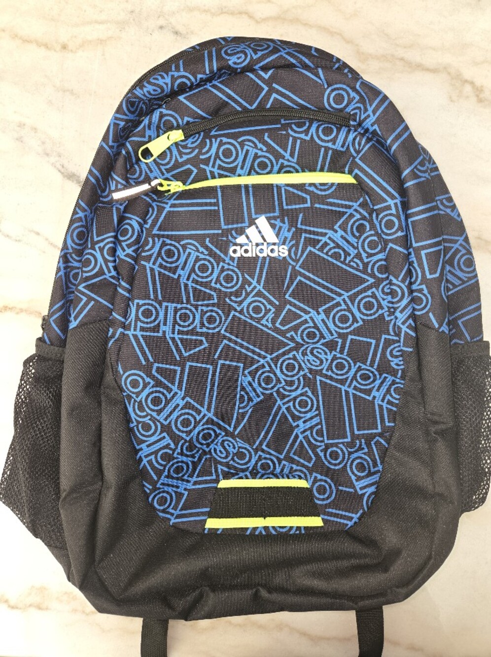 Adidas Fountain 6 Backpack, Outline BOS Toss Pulse-Blue, Black, Neon Yellow-EUC